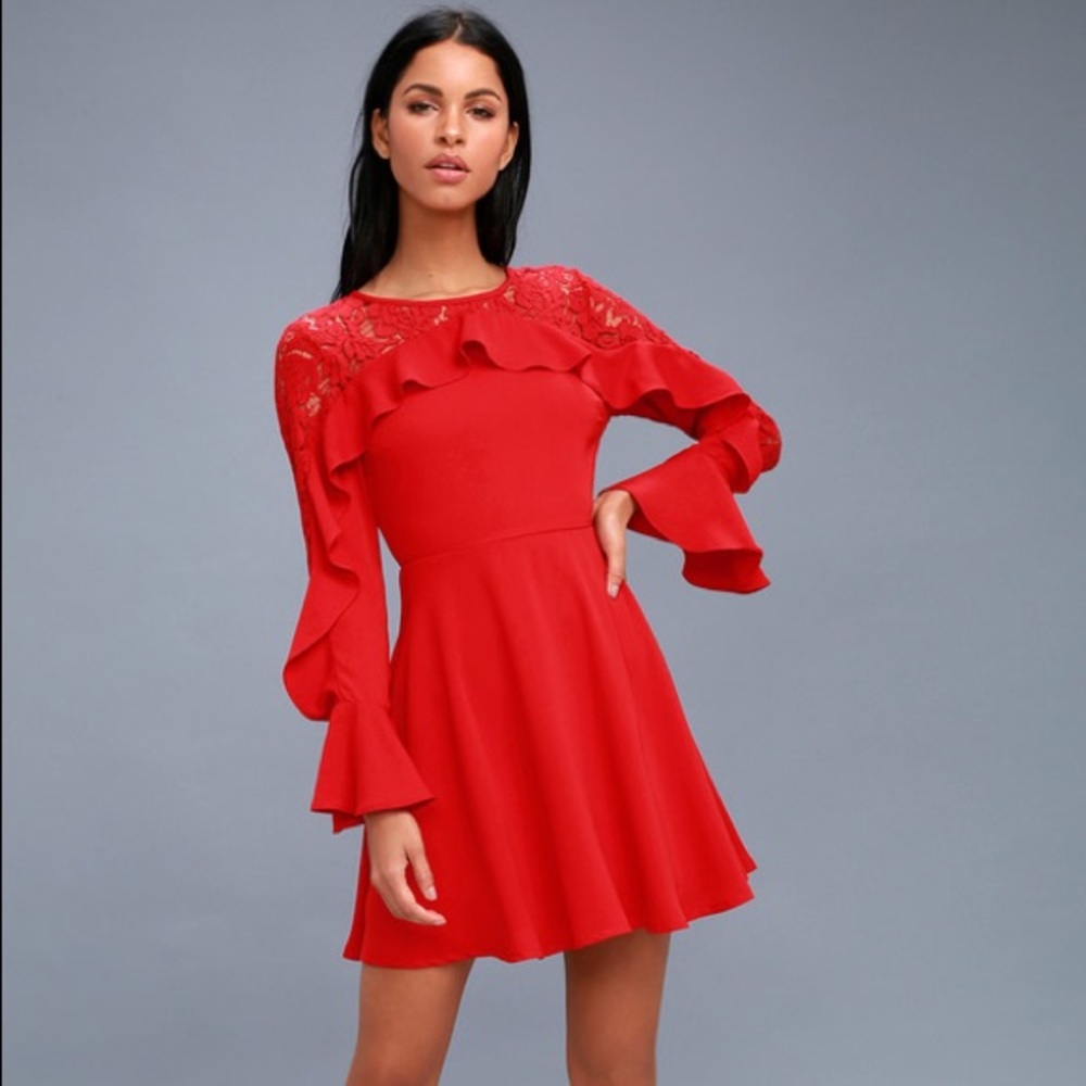 Lulus Secret Kiss Red Lace Dress